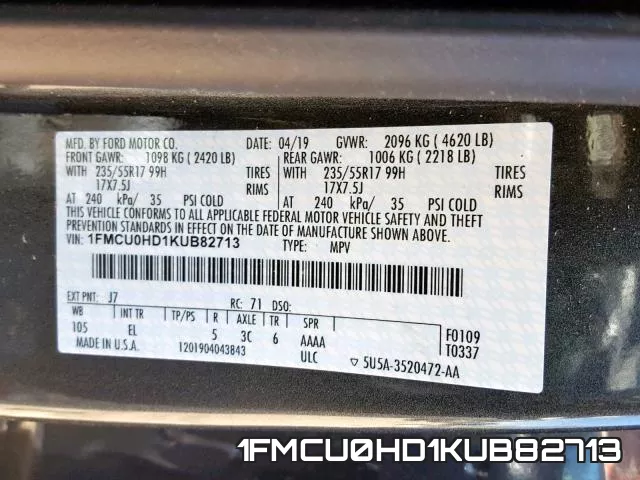 1FMCU0HD1KUB82713 фото 2