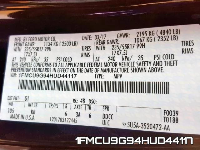 1FMCU9G94HUD44117 фото 2