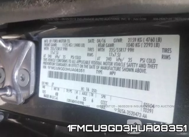 1FMCU9GD3HUA08351 фото 10
