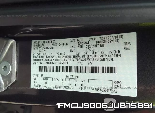 1FMCU9GD6JUB75891 фото 10