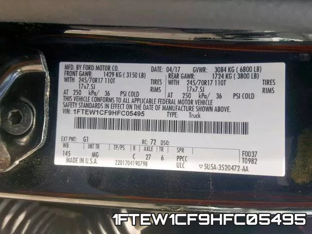 1FTEW1CF9HFC05495 фото 2