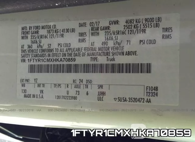 1FTYR1CMXHKA70859 фото 10