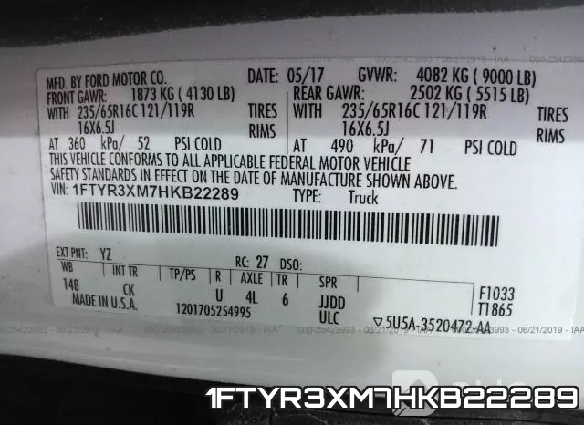1FTYR3XM7HKB22289 фото 10