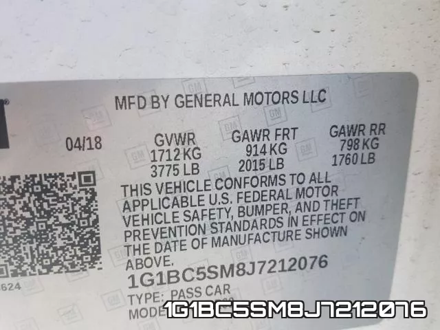 1G1BC5SM8J7212076 фото 2