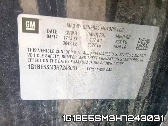 1G1BE5SM3H7243031 фото 2