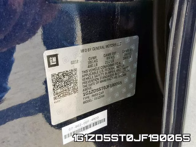 1G1ZD5ST0JF190065 фото 2