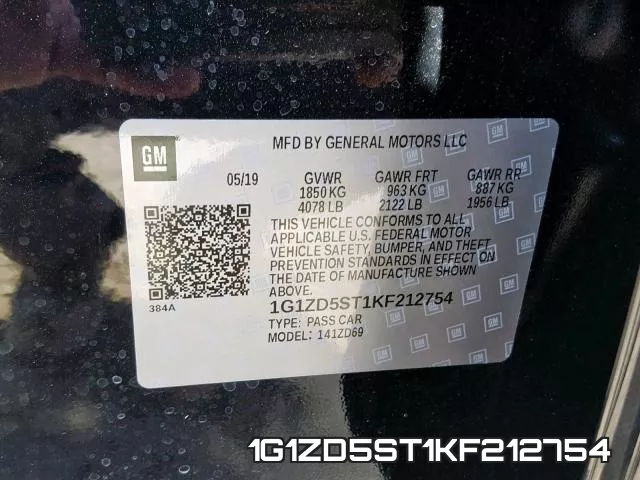 1G1ZD5ST1KF212754 фото 2