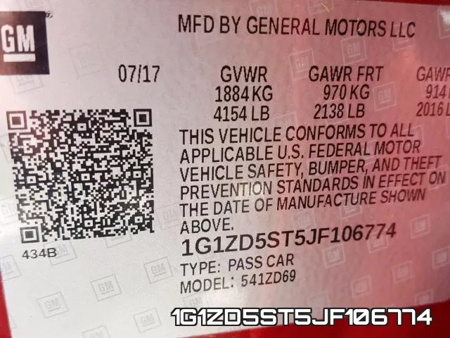 1G1ZD5ST5JF106774 фото 2