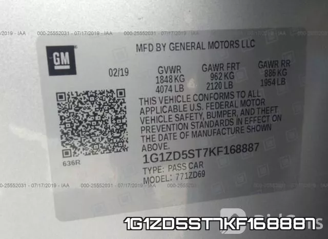 1G1ZD5ST7KF168887 фото 10