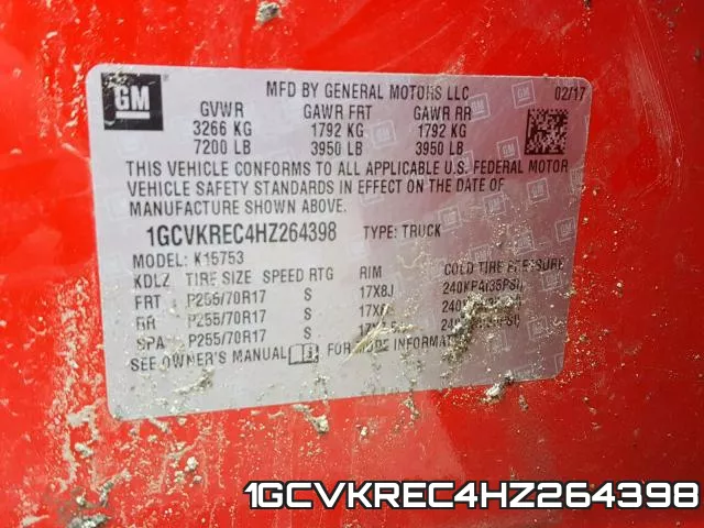 1GCVKREC4HZ264398 фото 2