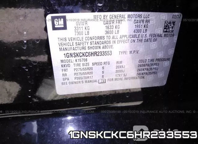 1GNSKCKC6HR233553 фото 10