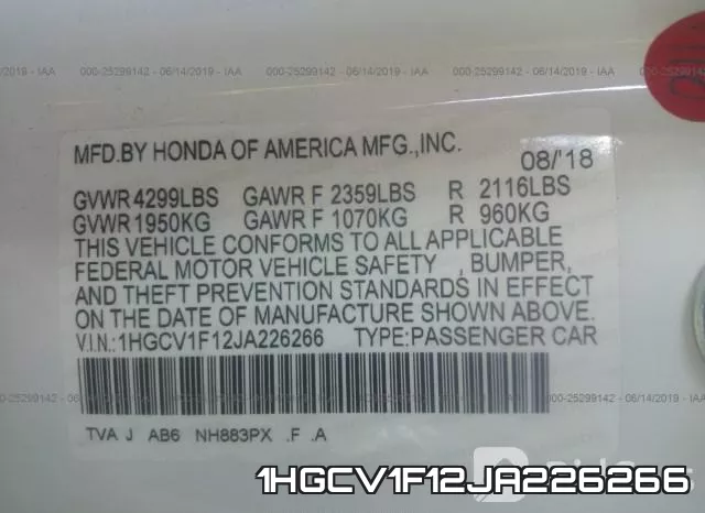 1HGCV1F12JA226266 фото 10