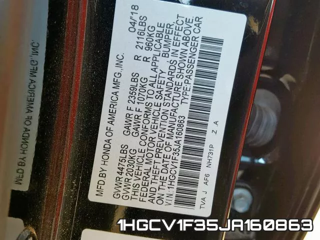 1HGCV1F35JA160863 фото 2