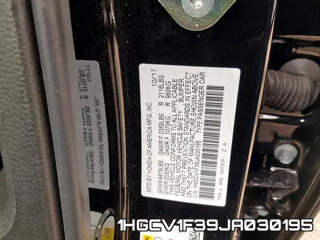 1HGCV1F39JA030195 фото 2