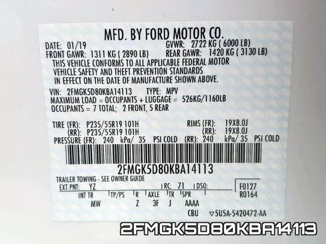 2FMGK5D80KBA14113 фото 2