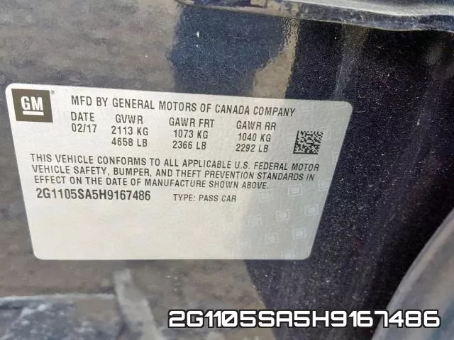 2G1105SA5H9167486 фото 2