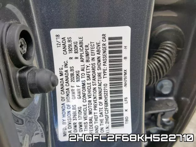 2HGFC2F68KH522710 фото 2