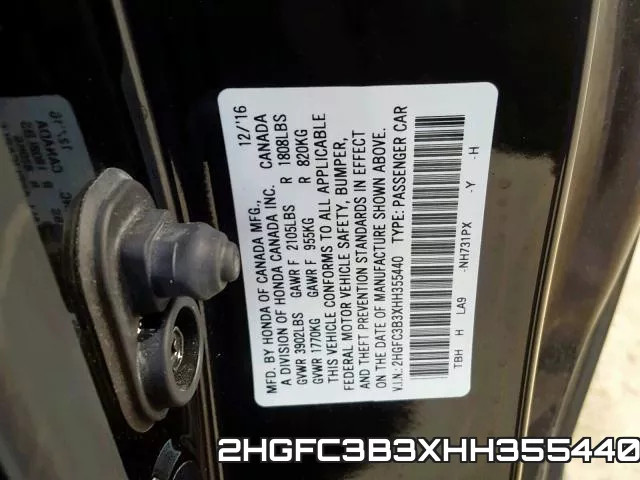2HGFC3B3XHH355440 фото 2