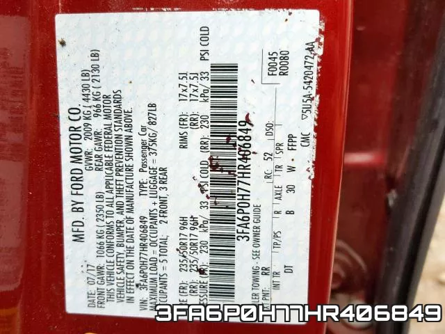 3FA6P0H77HR406849 фото 2