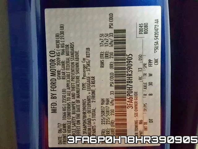 3FA6P0H78HR390905 фото 2