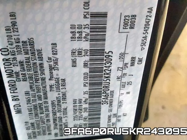 3FA6P0RU5KR243095 фото 2