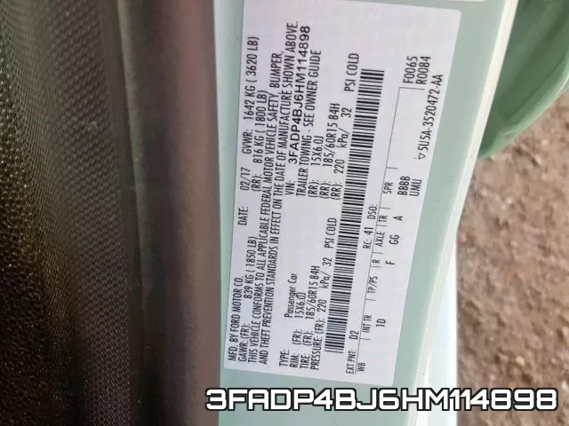 3FADP4BJ6HM114898 фото 2