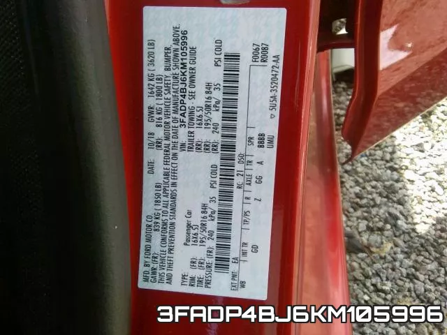 3FADP4BJ6KM105996 фото 2