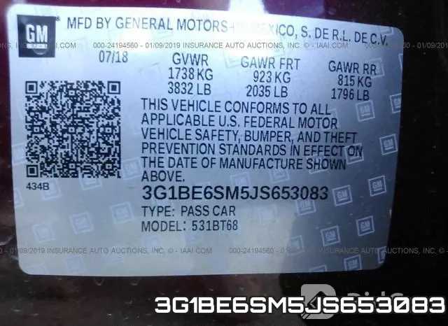 3G1BE6SM5JS653083 фото 10
