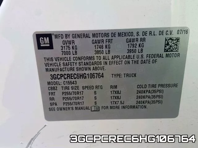 3GCPCREC6HG106764 фото 2