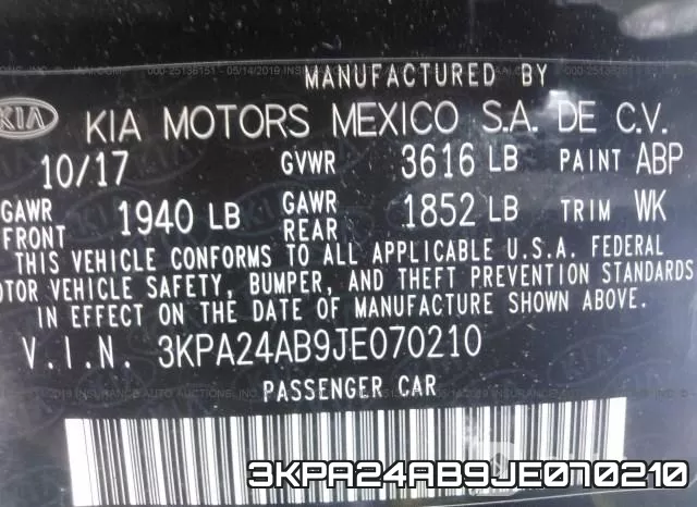 3KPA24AB9JE070210 фото 10