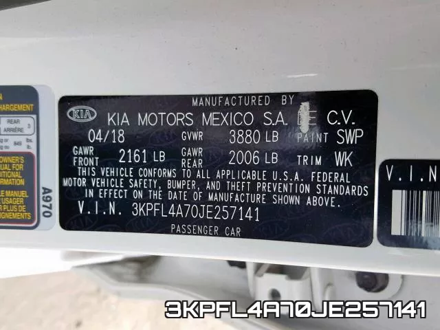 3KPFL4A70JE257141 фото 2