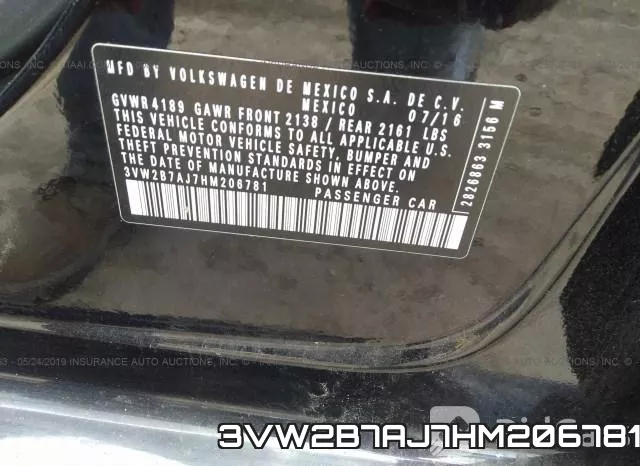 3VW2B7AJ7HM206781 фото 9