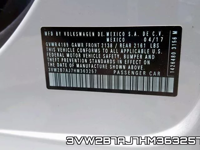 3VW2B7AJ7HM363257 фото 2