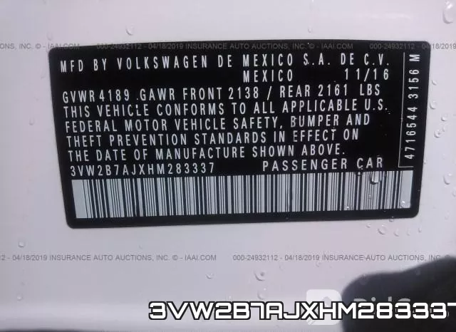 3VW2B7AJXHM283337 фото 10