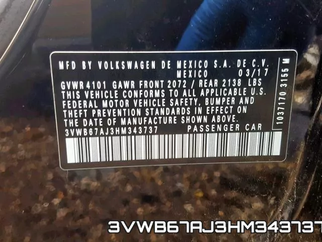 3VWB67AJ3HM343737 фото 2