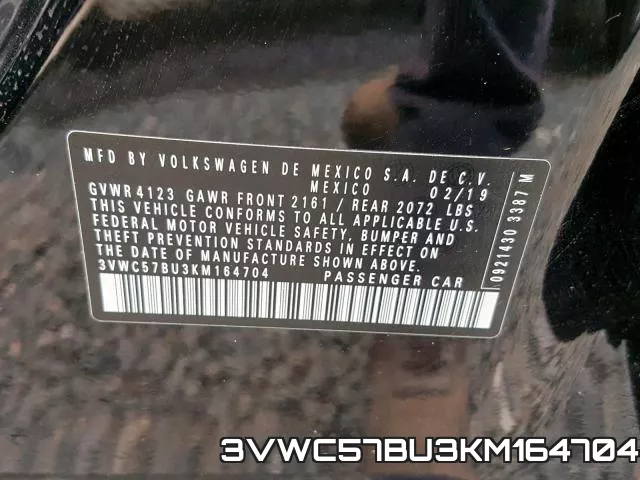 3VWC57BU3KM164704 фото 2