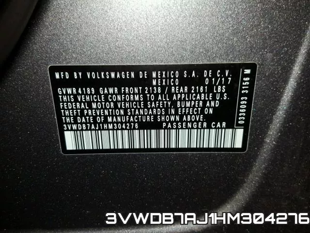 3VWDB7AJ1HM304276 фото 2