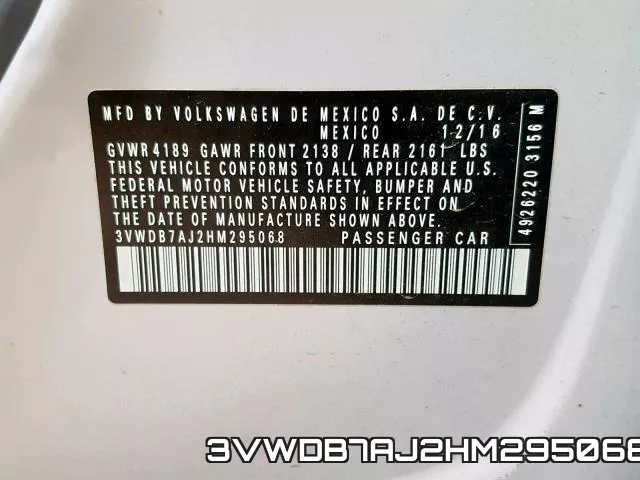 3VWDB7AJ2HM295068 фото 2