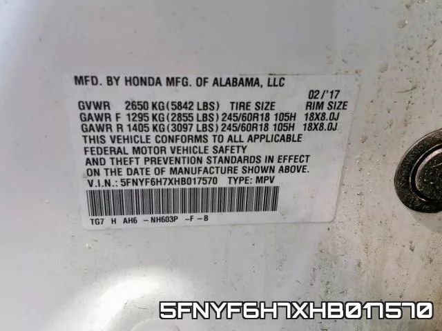 5FNYF6H7XHB017570 фото 2