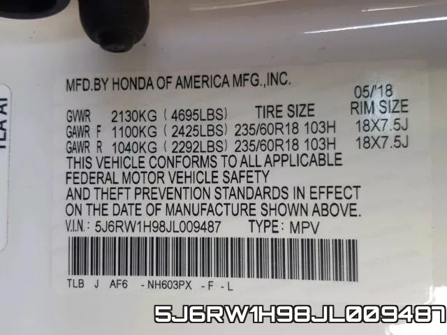 5J6RW1H98JL009487 фото 2