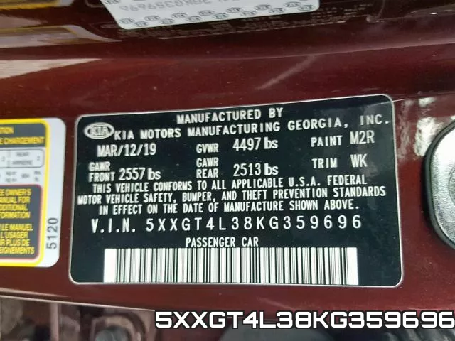5XXGT4L38KG359696 фото 2