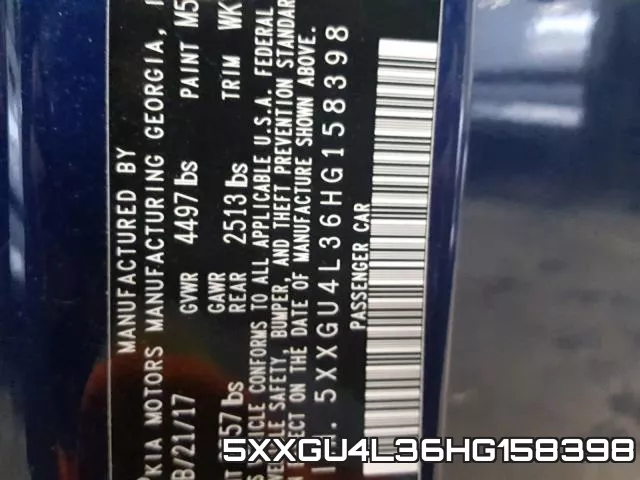 5XXGU4L36HG158398 фото 2