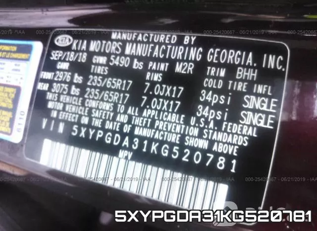 5XYPGDA31KG520781 фото 10