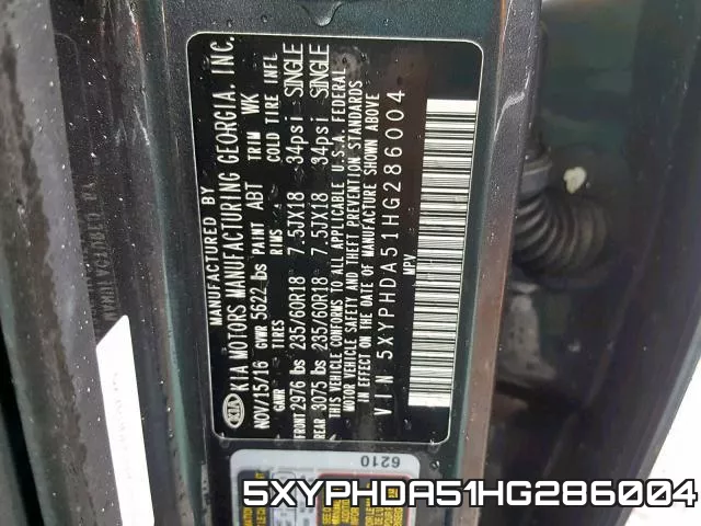 5XYPHDA51HG286004 фото 2