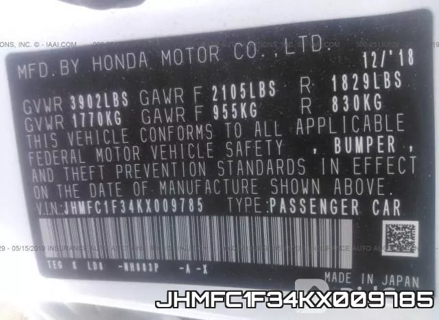 JHMFC1F34KX009785 фото 10