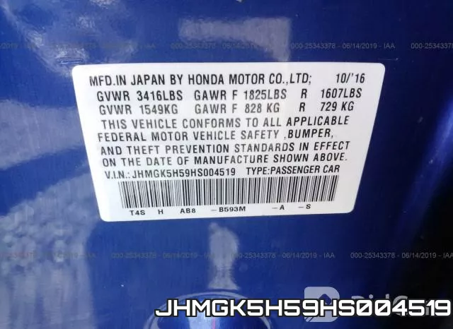 JHMGK5H59HS004519 фото 10