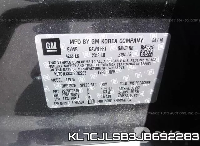 KL7CJLSB3JB692283 фото 10