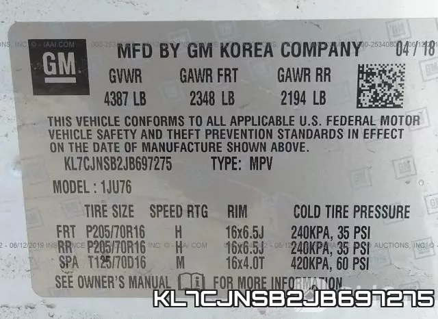 KL7CJNSB2JB697275 фото 10