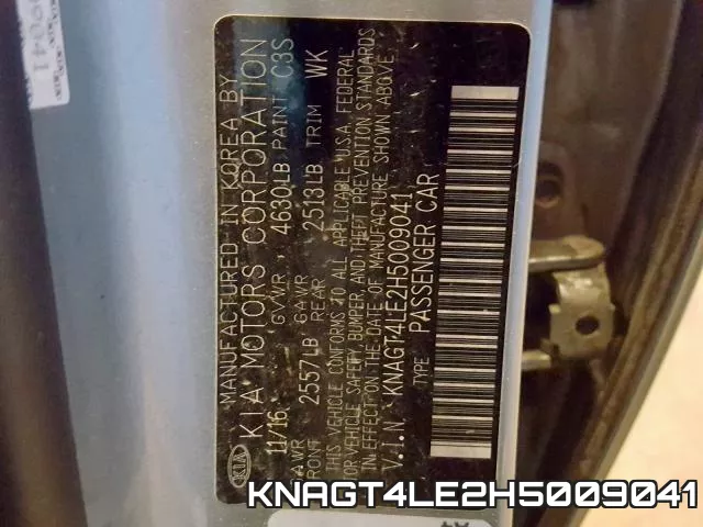 KNAGT4LE2H5009041 фото 2
