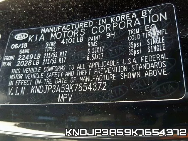 KNDJP3A59K7654372 фото 2